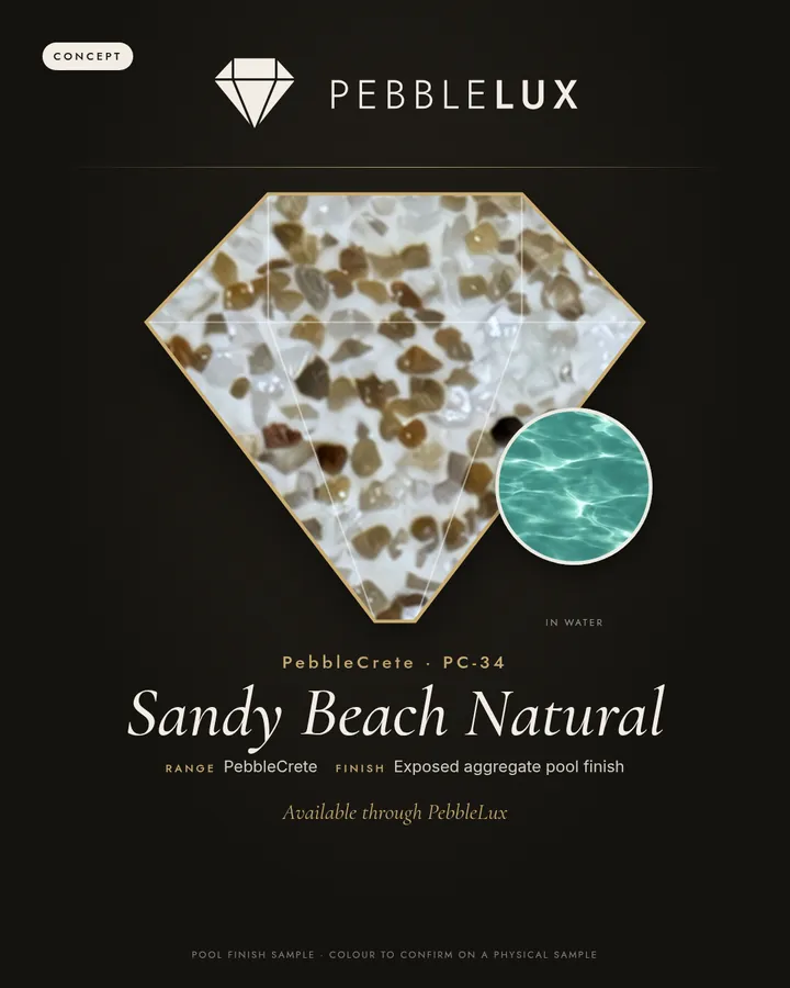 Sandy Beach Natural PC-34 sample card, PebbleCrete